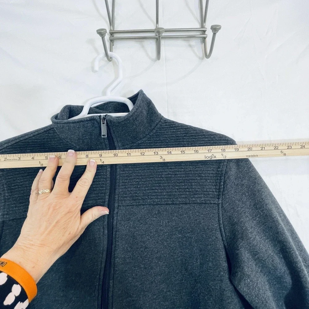Michael Kors Jacket Mens Large Gray Fleece Bomber‎ Full Zip Stand Collar